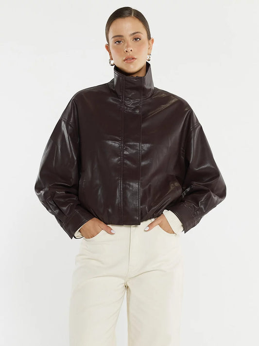 Jude leather look bomber