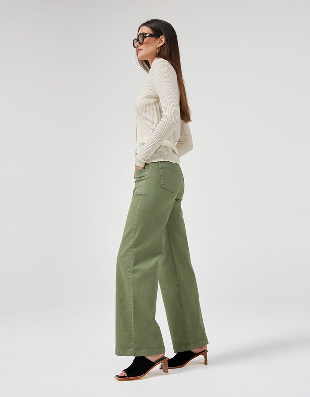 Carrie, oil green jeans