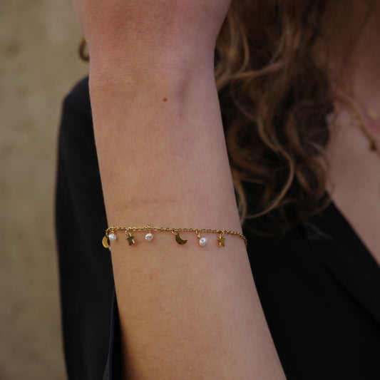 Bracelet, pure steel, with stars