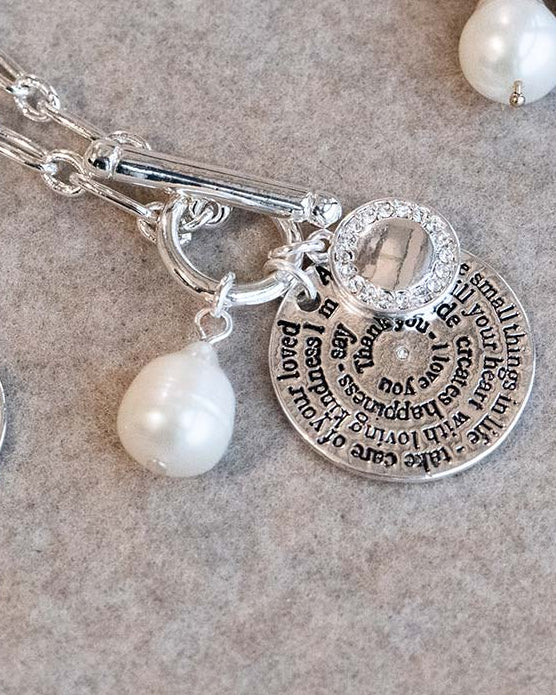 Necklace, note to self, with pearl